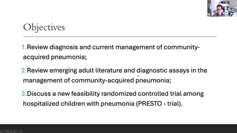 Thumbnail for entry Optimizing care for children hospitalized with community-acquired pneumonia | Shamini Selvakumar &amp; Jeffrey Pernica (November 14, 2023)