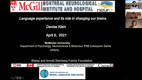 Thumbnail for ARiEAL Speaker Series - Language experience and its role in changing our brains (by Dr. Denise Klein, April 8, 2021)