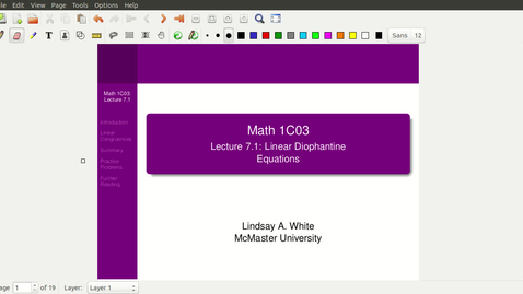 Thumbnail for entry Lecture 7.1 - Linear Diophantine Equations