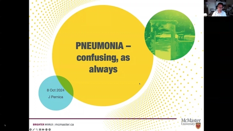 Thumbnail for Pneumonia - confusing, as always | Dr. Jeffrey Pernica | October 8, 2024