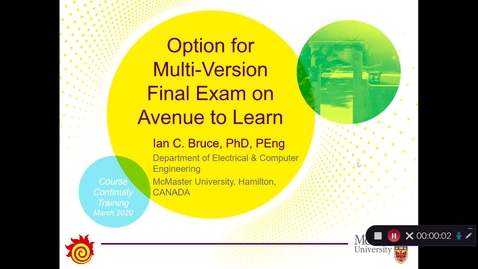 Thumbnail for entry Option for Multi-Version Final Exam on Avenue to Learn