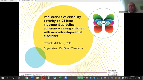 Thumbnail for Implications of disability severity on 24-hour movement guideline adherence among children with neurodevelopmental disorders| Patrick McPhee | CHRD | March, 2021