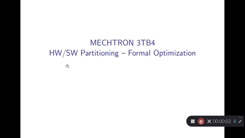 Thumbnail for entry HW/SW Design 2 - Partitioning (Formal Optimization)
