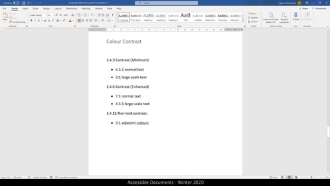 Thumbnail for 05 Accessible Word Documents - Colour Contrast.mp4