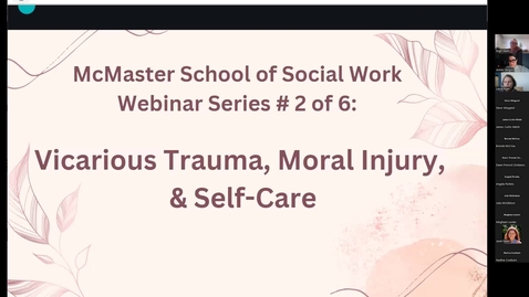 Thumbnail for Webinar #2 - Vicarious Trauma, Moral Injury and Self Care