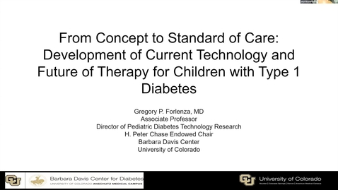Thumbnail for Diabetes Technology in 2026: Development and Future Directions | Dr. Gregory Forlenza | May 21, 2026