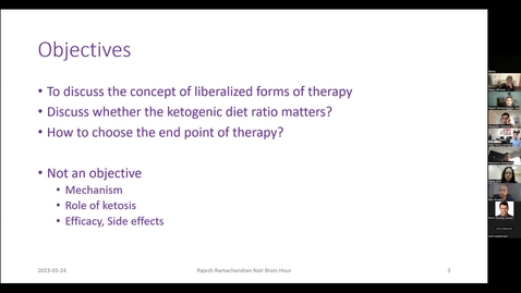 Thumbnail for entry Ketogenic Diet Therapy for Epilepsy Myths and Mysteries, March 24 2023, Dr. Rajesh Ramachandran Nair