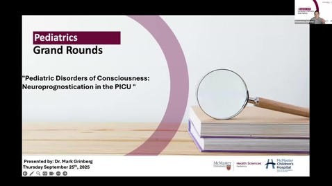 Thumbnail for Pediatric Disorders of Consciousness: Neuroprognostication in the PICU | Dr. Mark Grinberg | September 25, 2025
