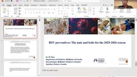 Thumbnail for RSV preventives: The nuts and bolts for the 2025-2026 season | Dr. Bosco Paes  | September 23, 2025