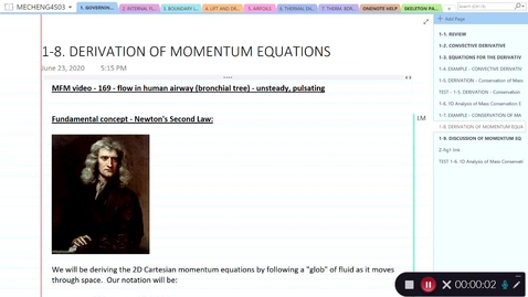 Thumbnail for entry 1-8. Derivation of Momentum Equation
