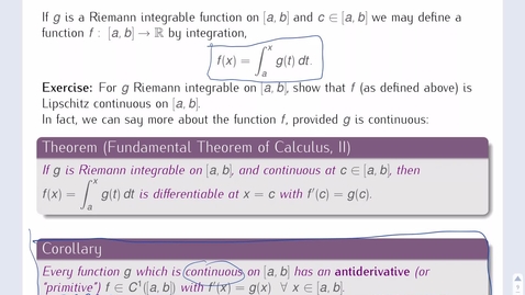 Thumbnail for entry Fundamental Theorem of Calculus, Second Half