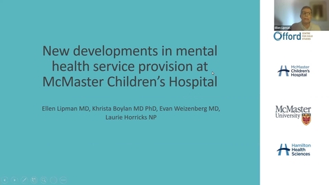 Thumbnail for entry New developments in mental health service provision at McMaster Children’s Hospital | Dr. Ellen Lipman, Dr. Khrista Boylan, Dr. Evan Weizenberg &amp; Laurie Horricks, NP | March 23, 2023