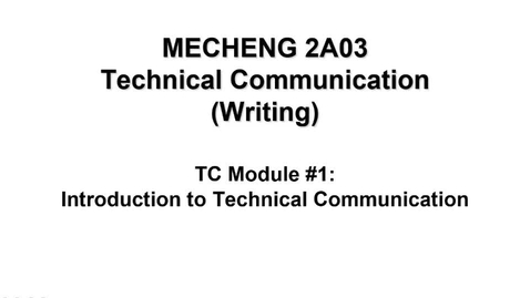 Thumbnail for 1) ME 2A03 2020- Module 1.1 - Intro