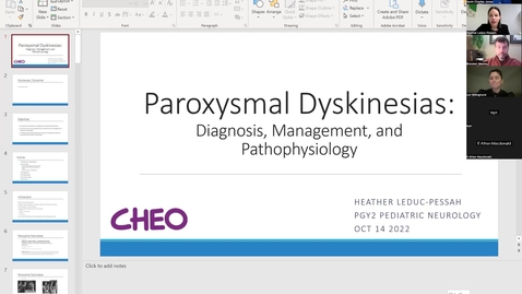 Thumbnail for Paroxysmal Dyskinesia, Oct 14 2022, Heather Leduc Pessah_