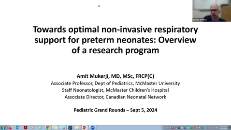 Thumbnail for Towards optimal non-invasive respiratory support for preterm neonates: Overview of a research program | Dr. Amit Mukerji | September 5, 2024