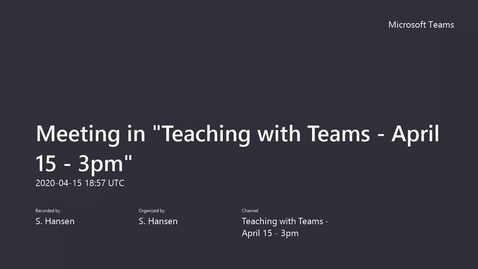 Thumbnail for entry Teaching with Teams