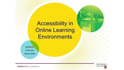 Thumbnail for entry 01 Accessibility in Online Learning Environments