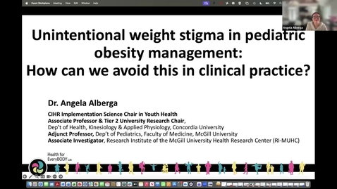 Thumbnail for Unintentional weight stigma in pediatric obesity management: How can we avoid this in clinical practice? | Dr. Angela Alberga | January 29, 2026
