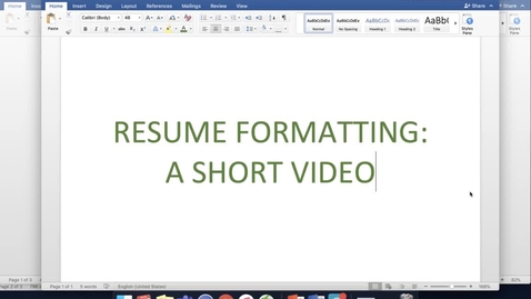 Thumbnail for entry Resume Formatting Review