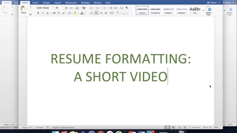 Thumbnail for Resume Formatting Review
