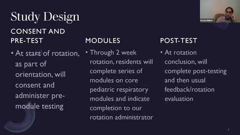 Thumbnail for entry Mixed Methods Research Designs – Examples from Med Ed – Dr. Elif Bilgic Usefulness of asynchronous, virtual modules in ped respirology in improving learner knowledge and abilities:- discussion– Dr. Kevan Mehta | January 16, 2023