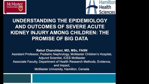 Thumbnail for Understanding the Epidemiology and Outcomes of Severe Acute Kidney Injury among children: The promise of Big Data | April 2, 2020