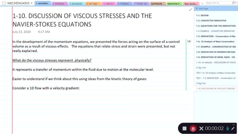 Thumbnail for entry 1-10.  DISCUSSION OF VISCOUS STRESSES AND THE NAVIER-STOKES EQUATIONS - Quiz