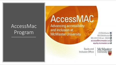 Thumbnail for entry Introductions and the AccessMac Program