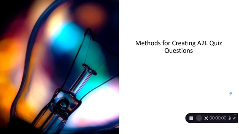 Thumbnail for entry Methods for Creating Avenue to Learn (A2L) Quiz Questions