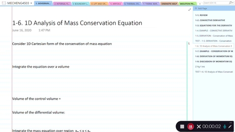 Thumbnail for entry 1-6.  1D Analysis of Mass Conservation Equation