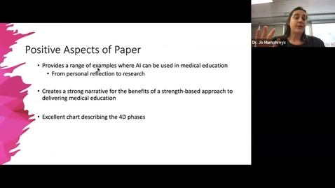 Thumbnail for entry Appreciative Inquiry in Medical Education | Dr. Jo Humphreys | March 21, 2024