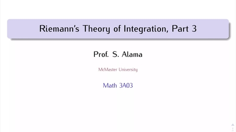 Thumbnail for Riemann Integration, Part 3