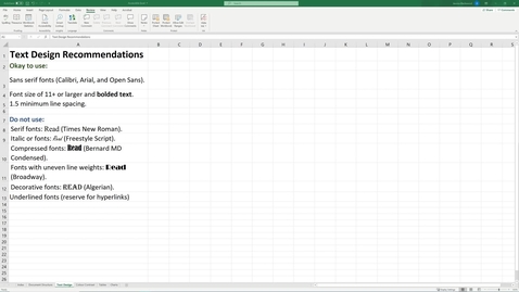 Thumbnail for 03 Text Design - Accessible Excel.mp4