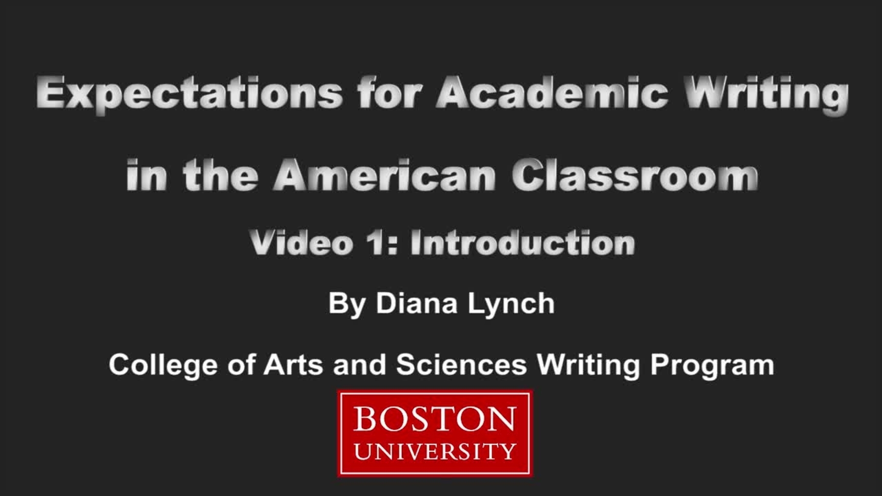 Expectations for Academic Writing in the American Classroom Video from Boston University