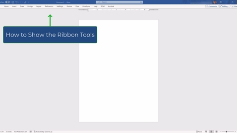 Thumbnail for O365 - How To Show the Ribbon Tools