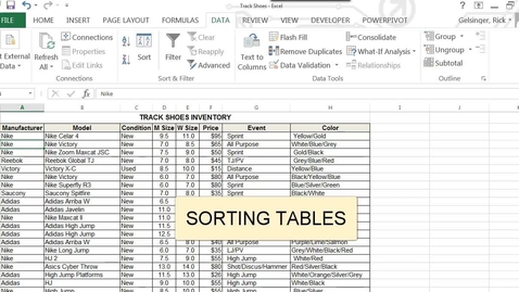 Thumbnail for Sorting Tables in Excel