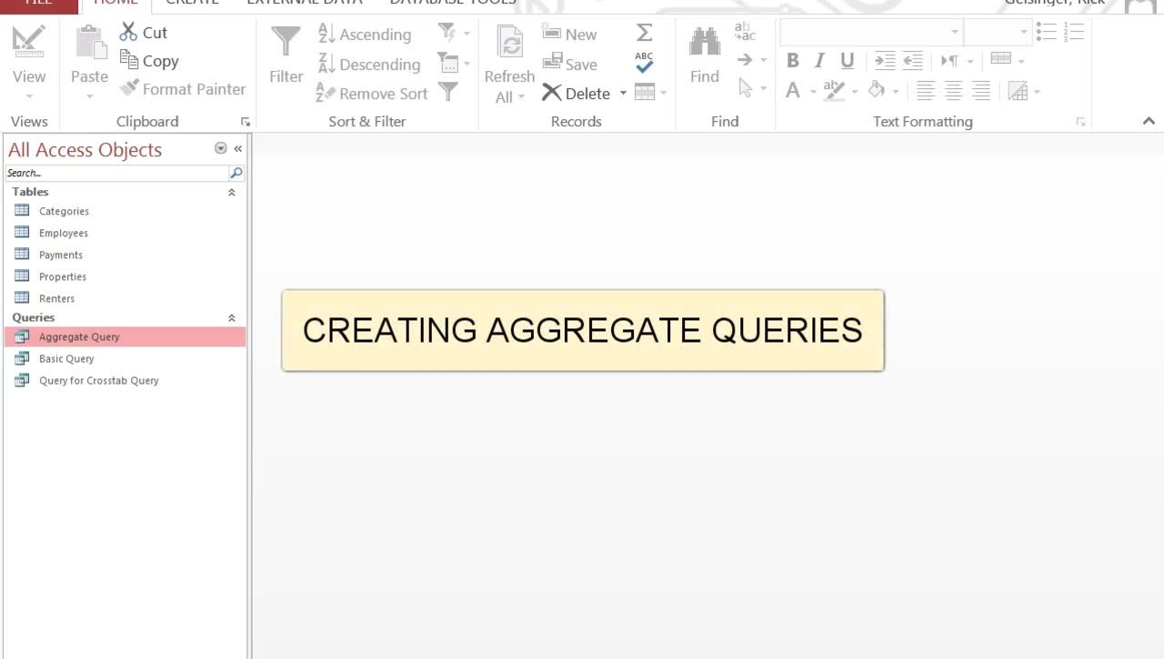 Creating Aggregate Queries