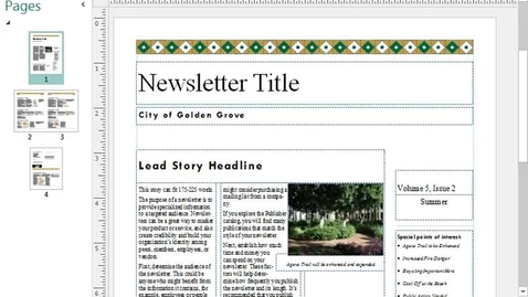 Thumbnail for Create a Newsletter using Publisher
