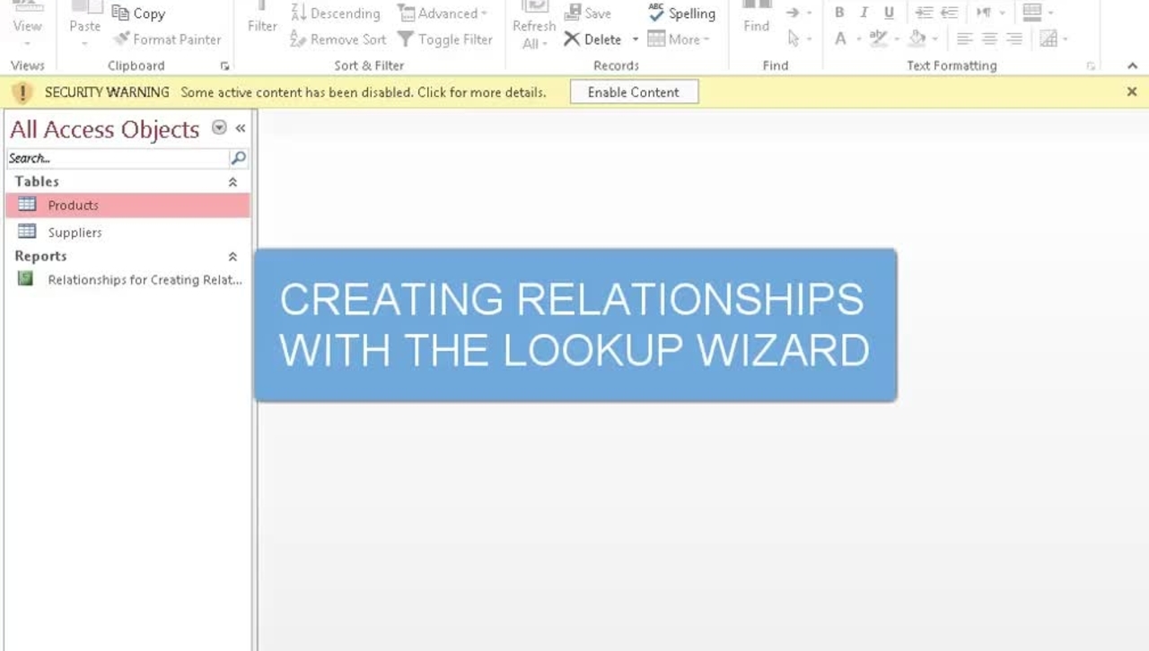 Creating Relationships with the Lookup Wizard