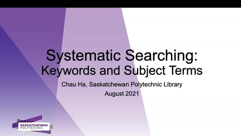 Thumbnail for entry Keyword and subject term searching