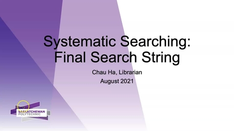 Thumbnail for entry The final search string