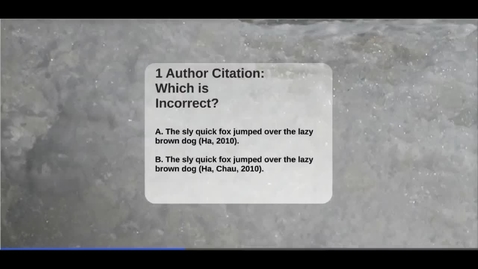 Thumbnail for Citation Quiz:  APA Style - Which is Incorrect