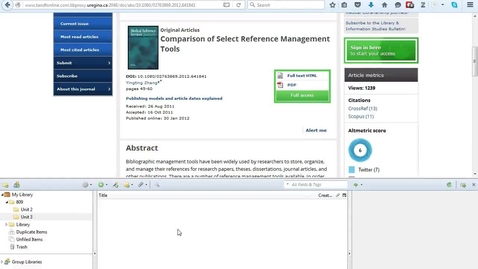 Thumbnail for Zotero: Adding Readings Using DOI, Zotero Button, and Manual Entry