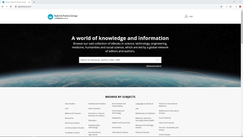 Thumbnail for entry Taylor &amp; Francis Group Tutorial