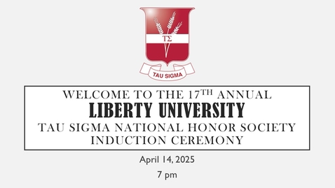 Thumbnail for Tau Sigma National Honor Society Induction Ceremony | Apr. 14, 7:00PM