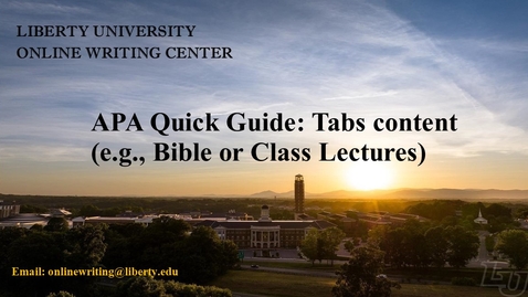Thumbnail for APA Quick Guide  - tabs content (e.g., Bible or Class Lectures)
