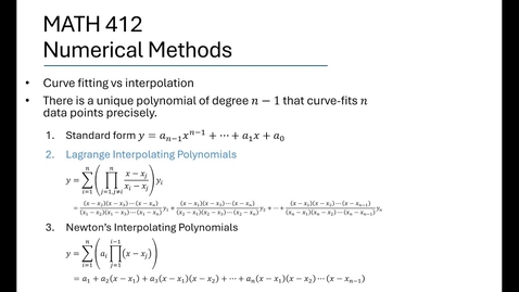 Thumbnail for Lagrange and Newton Interpolating Polynomials