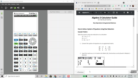 Thumbnail for entry Alg 2: 4.11.2T Matrix Row Reduction using TI-84 Calculator