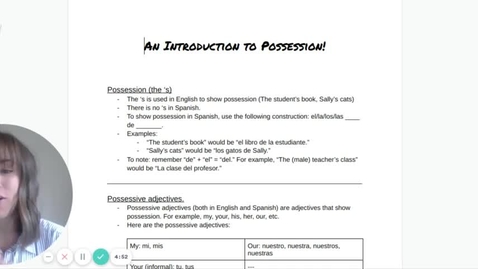 Thumbnail for entry Spanish I - 5.17T Possession and Possessive Adjectives