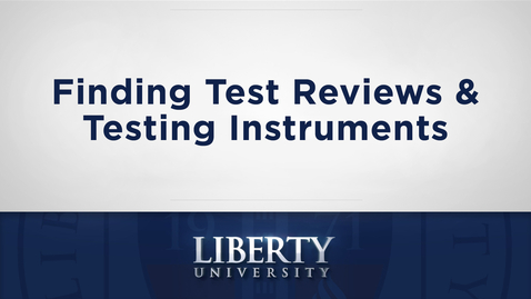 Thumbnail for entry Finding Test Reviews &amp; Testing Instruments 